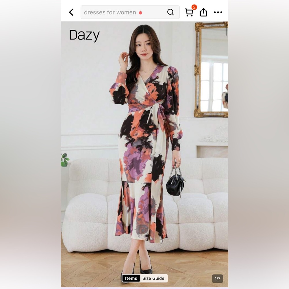 Dazy woman’s midi large print dress xL new